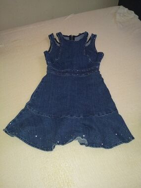 Bebe Denim Mini Dress With Studded Embellishments
